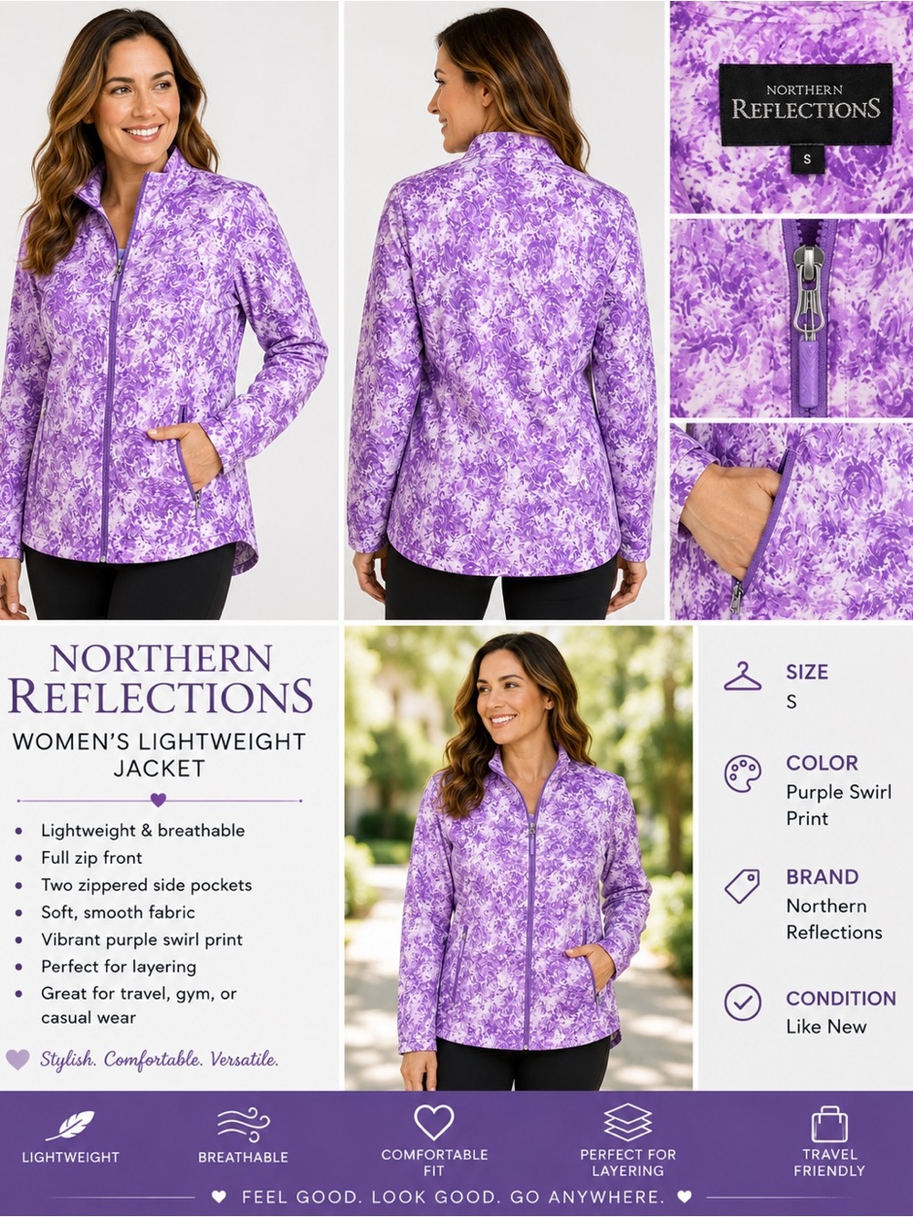 Northern Reflections Lavender Swirl Lightweight Jacket